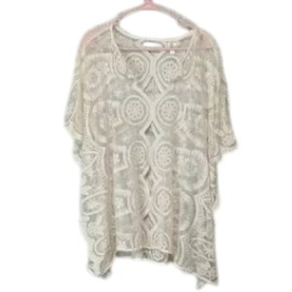 Ethyl Beige Sheer Lace Swim Cover Size Medium - Picture 1 of 6